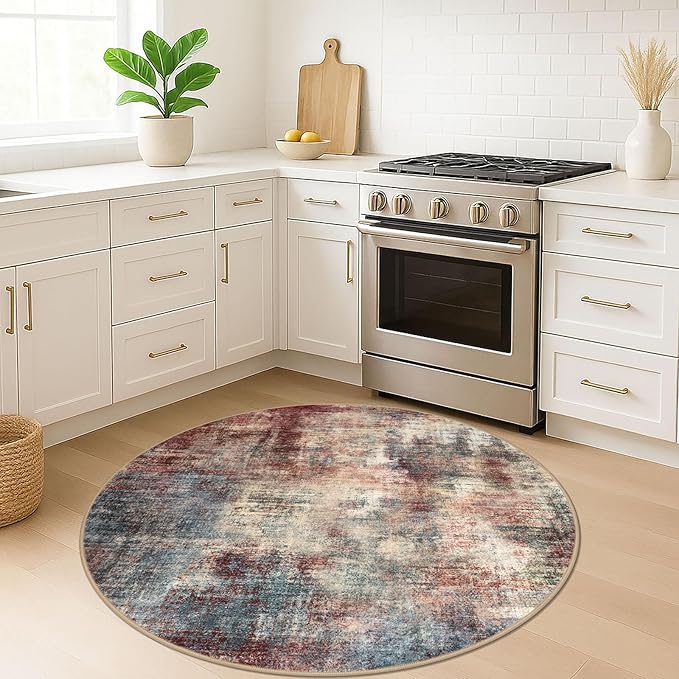 IOHOUZE Round Area Rug 5 Ft Circle Entryway Rugs Round Washable Door Mat Indoor - Image 2