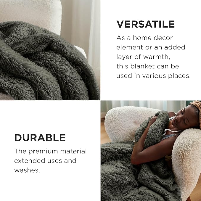 Bedsure GentleSoft Fluffy Olive Green Throw Blanket, Moss Green Decor Cozy Gifts - Image 4