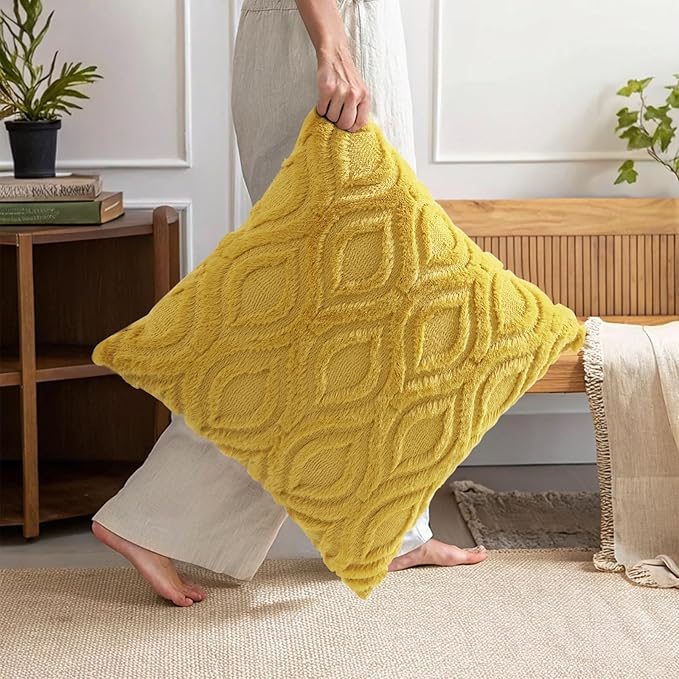 decorUhome Summer Throw Pillow Covers 16x16 Inch Set of 2, Soft Plush Faux Wool - Image 6