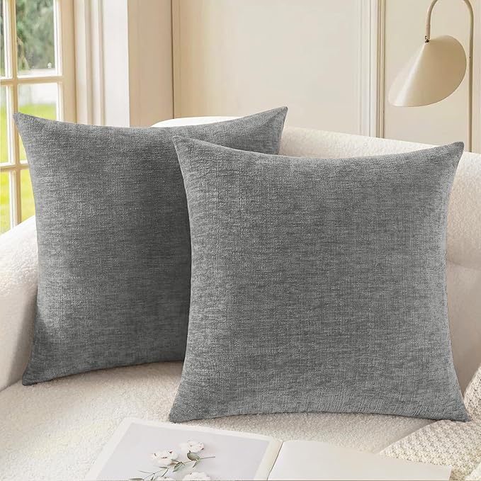 CaliTime Throw Pillow Covers Decorative 26 X 26 Inches Pack of 2 Cozy Chenille by CaliTime