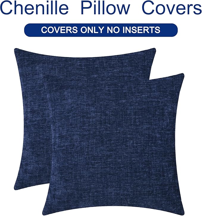 CaliTime Throw Pillow Covers Decorative 18 X 18 Inches Pack of 2 Cozy Chenille - Image 6
