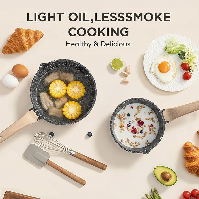 Sauce Pan Set with Lids, Nonstick Small Cooking Pots 1.5Qt&3Qt, Lightweight Non - Image 7