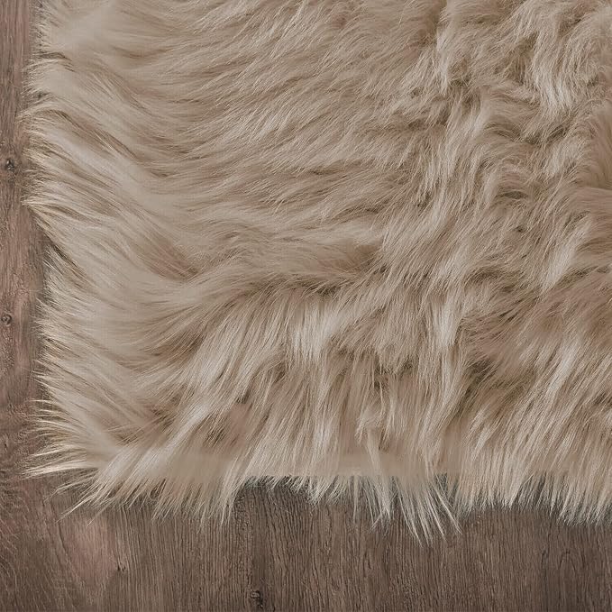 Latepis Camel Living Room Rugs Faux Sheepskin Fur 6x9 Area Rugs - Image 5