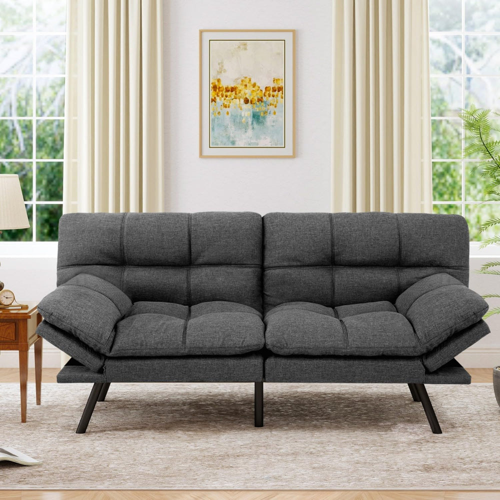 MUUEGM 71" Futon Sofa Bed, Cozy Convertible Loveseat Sleeper, Linen Fabr...