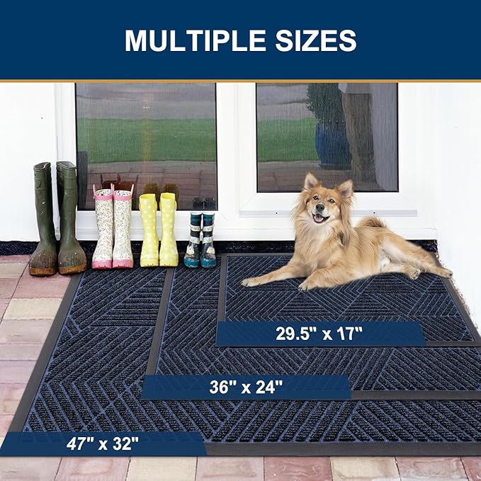 Smiry Front Door Mat Outside Entrance, Heavy Duty Sturdy Natural Rubber Doormat - Image 2