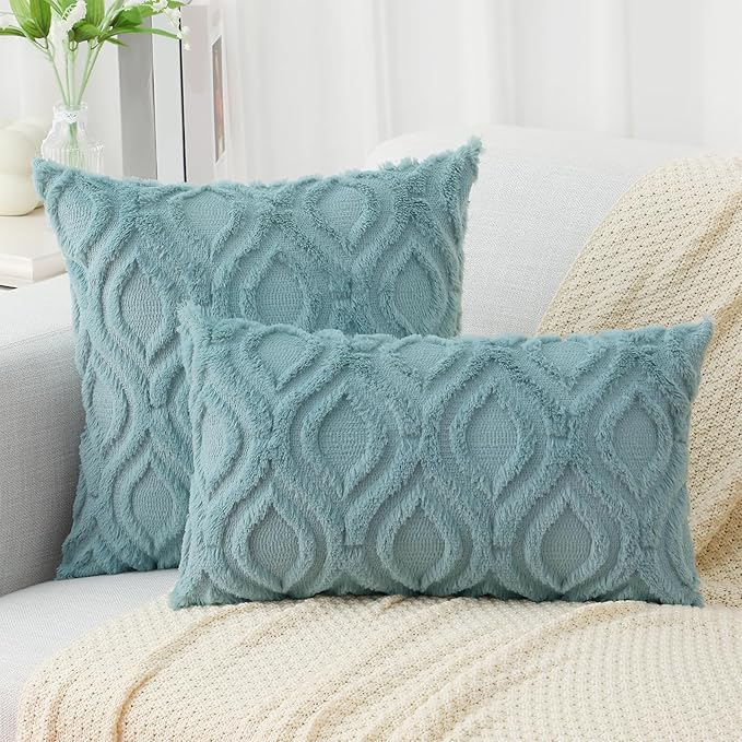 decorUhome Summer Throw Pillow Covers 16x16 Inch Set of 2, Soft Plush Faux Wool - Image 7
