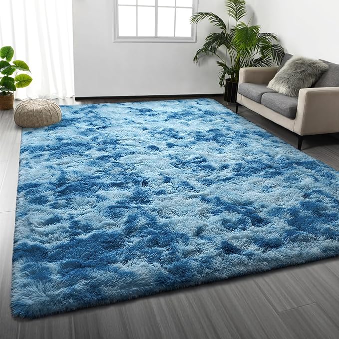 Deerhoo Shag Area Rug, 4 X 6 Tie-Dyed Plush Fuzzy Rugs by Deerhoo