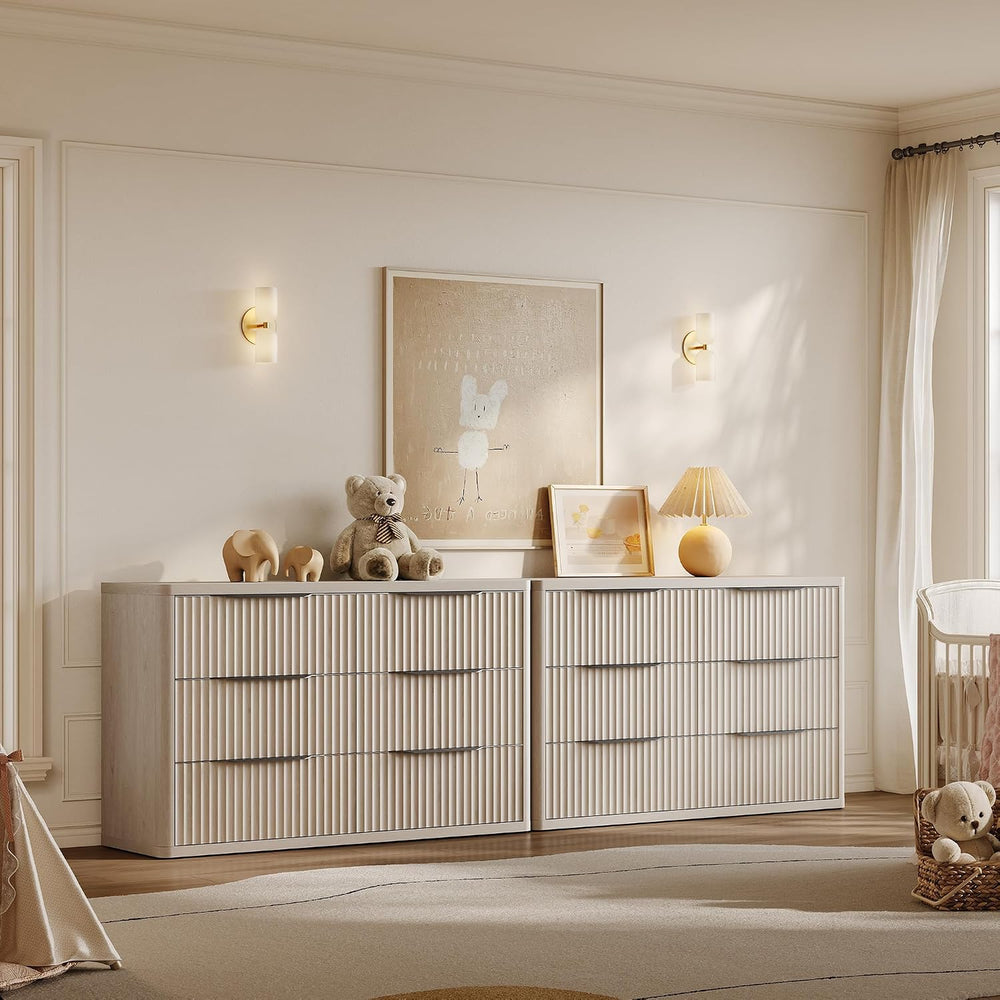 SICOTAS Bedroom Dresser with 12 Deep Wide Large Fluted Drawers for Closet