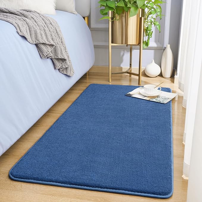 Amearea Modern Washable Runner Rugs, 2x4 Feet Blue Bedroom Runner, Small Area by AmeareaDirect