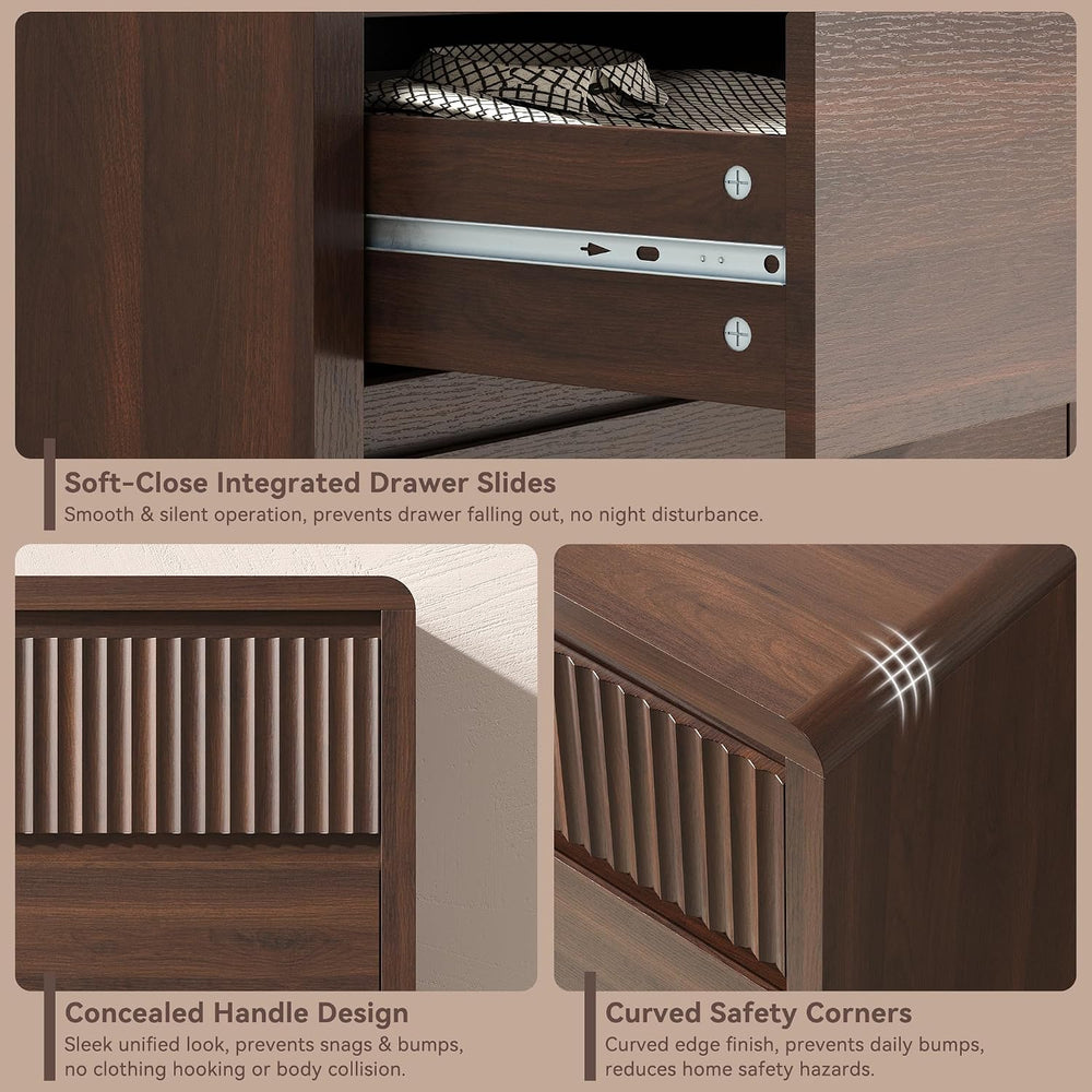 Fluted 7 Drawer Dresser for Bedroom, 50” Wide Dresser & Chest of Drawers ...