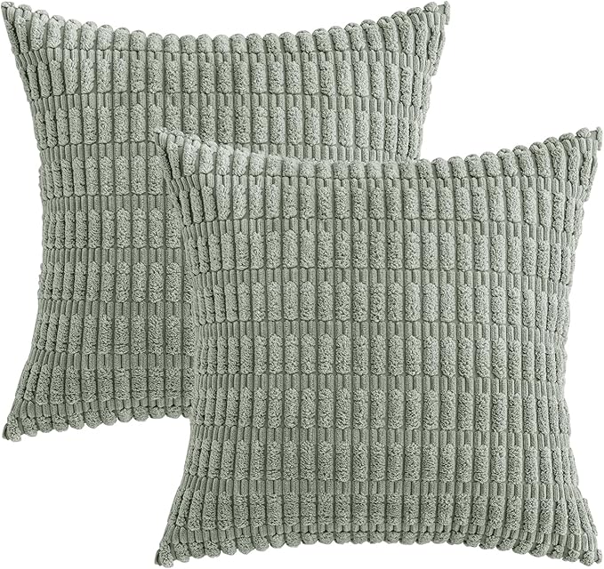 MIULEE Pack of 2 Spring Corduroy Decorative Euro Sham Throw Pillow Covers 24x24 - Image 6