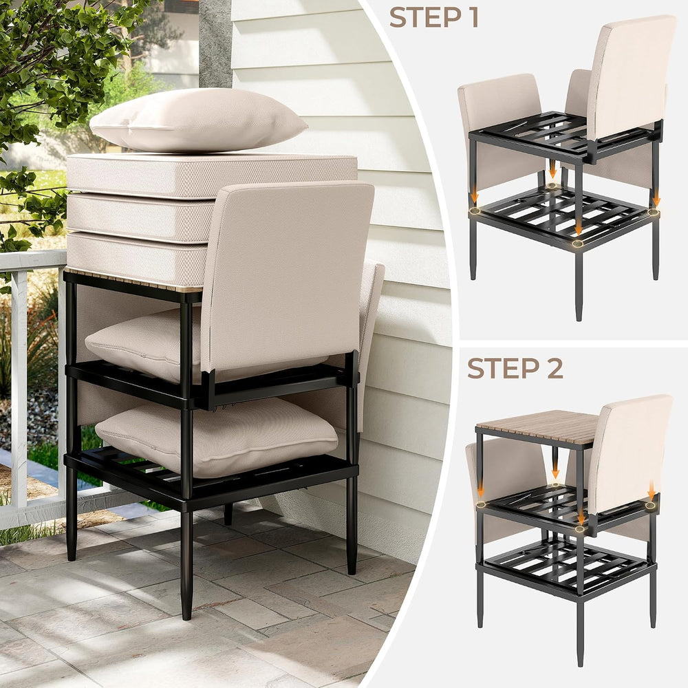 6 in 1 Outdoor Sectional, Aluminum Patio Loveseat with Coffee Table