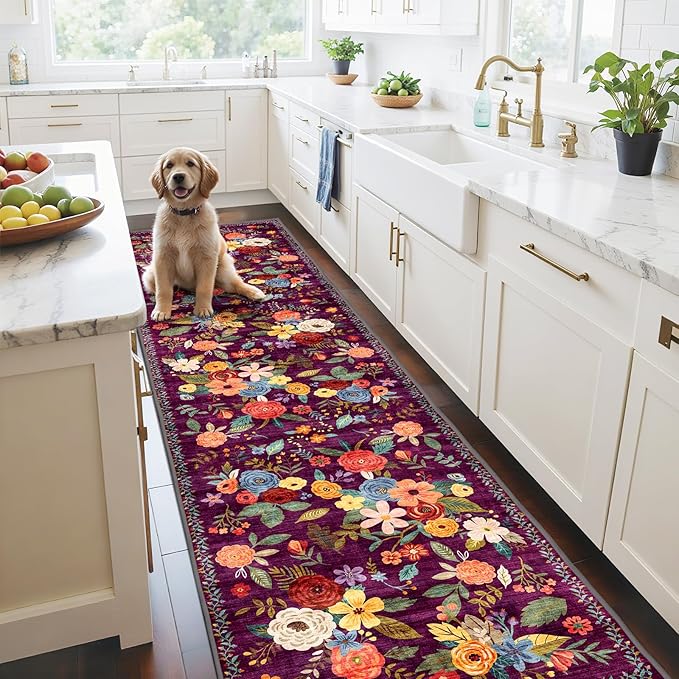 Rug for Hallways Kitchen Rug 2'6" x 14', Non Slip Washable Rugs - Image 2