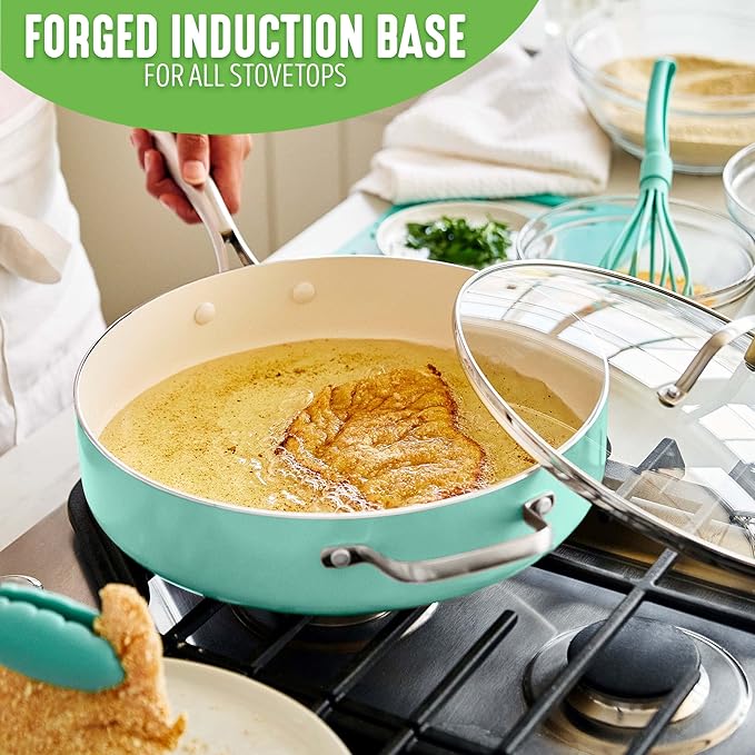 GreenLife Artisan Healthy Ceramic Nonstick, 5QT Saute Pan Jumbo Cooker - Image 2