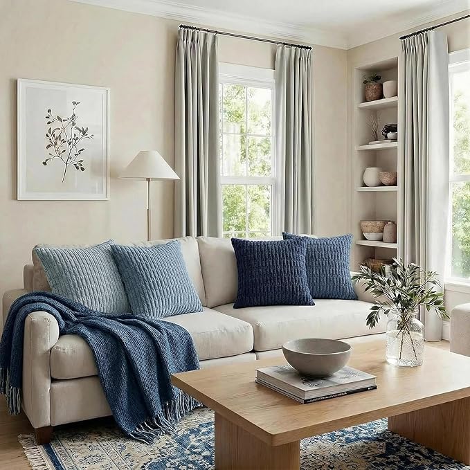 Fancy Homi Set of 4 Blue Decorative Throw Pillow Covers 20x20 Inch - Image 6