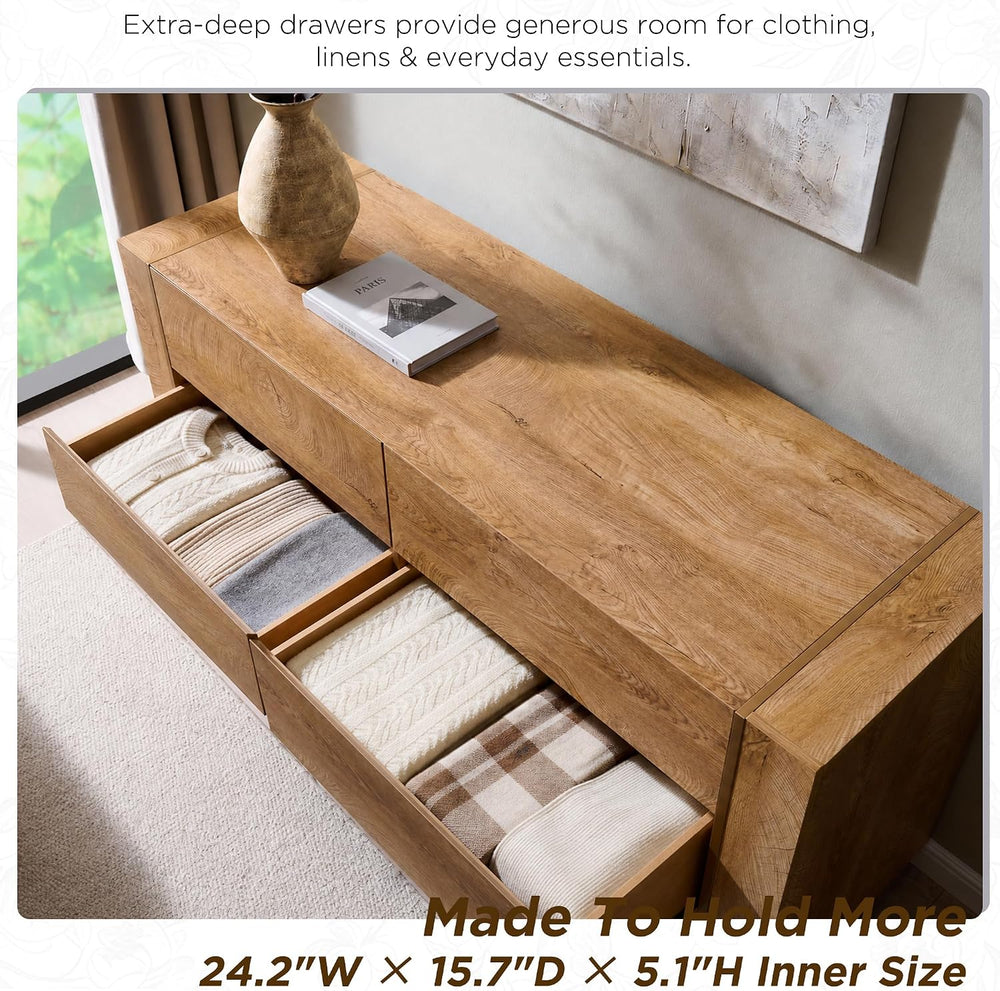 OKD 60" Modern 6 Drawer Dresser for Bedroom, 20" Depth for More Sto...