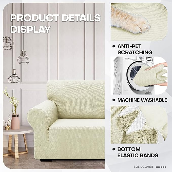 ZNSAYOTX 1 Piece Jacquard Chair Slipcovers - Image 3