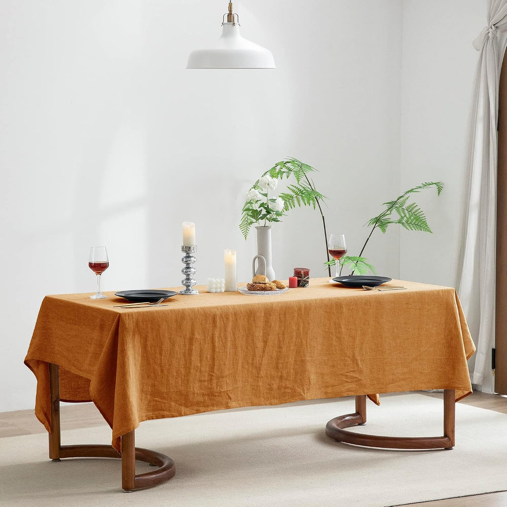EVERLY 100% Pure Linen Rectangle Tablecloths 60x84Inches for Dining,Buffet Pa...