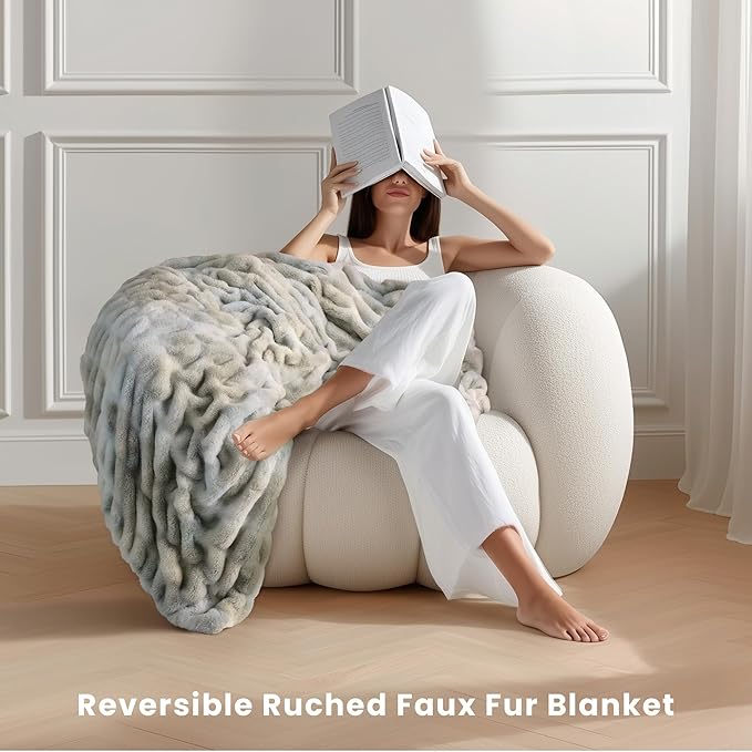 Ultra Soft Cozy Faux Fur Throw Blanket, Fuzzy Plush Thick Fur Blanket, Oversize - Image 2