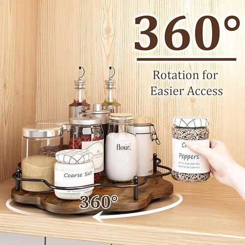 12" Lazy Susan Turntable Organizer, Round Wooden Lazy Susan Organization and - Image 2