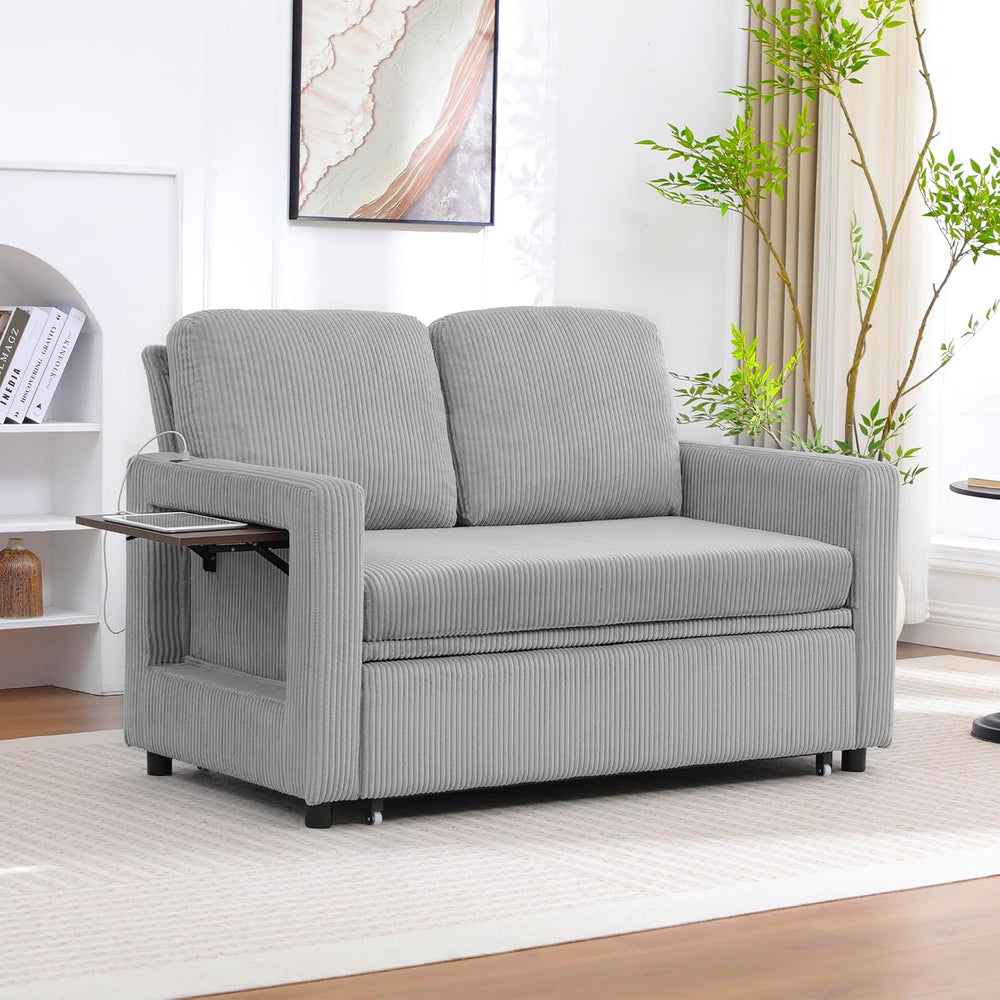 3 in 1 Folding Convertible Sleeper Sofa Bed Pull Out Couch with USB Port Side...