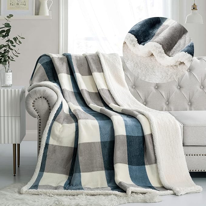 PU MEI Sherpa Throw Blanket for Couch Sofa 50“*60”-Fuzzy Soft Cozy Fleece Thick by HOME