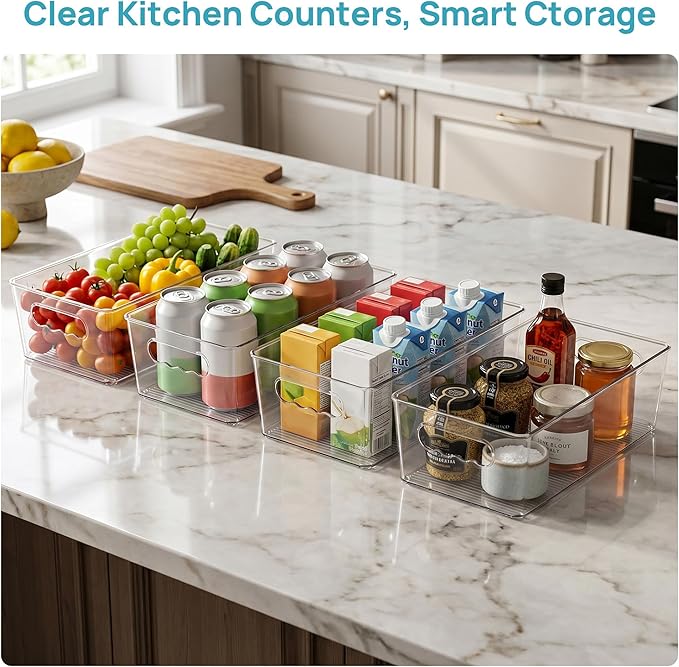Vtopmart 6pcs Clear Organizers and Storage Bins, Plastic Storage Containers - Image 4