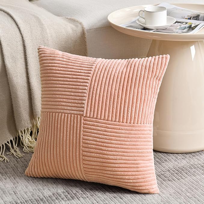 Fancy Homi 2 Packs Peach Samll Decorative Throw Pillow Covers 14x14 Inch - Image 2