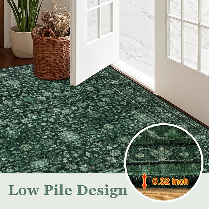 4x6 Area Rugs for Living Room: Washable Rug Soft Vintage Distressed Floral - Image 9
