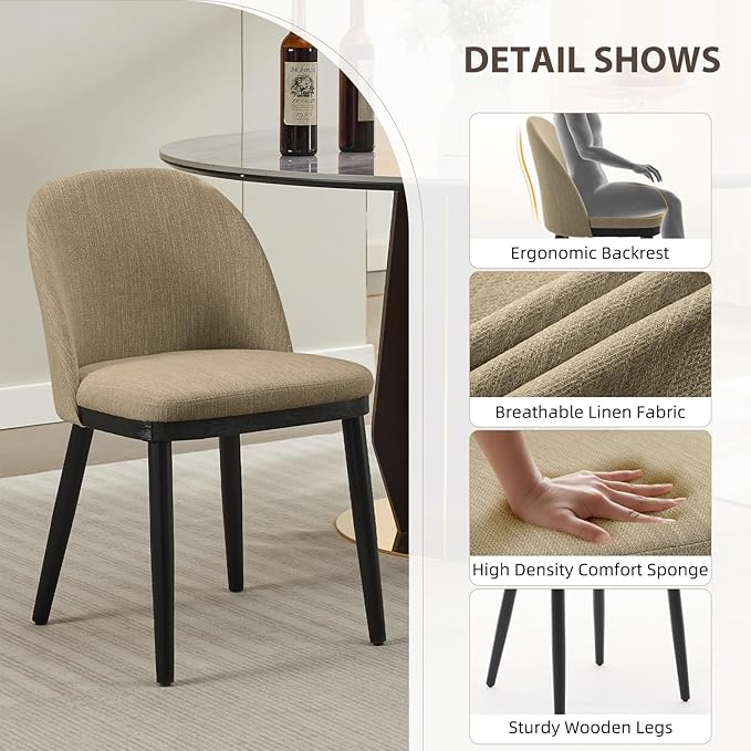 Upholstered Dining Chairs Set of 6,Modern Fabric Dinner Chairs with Wood Legs...