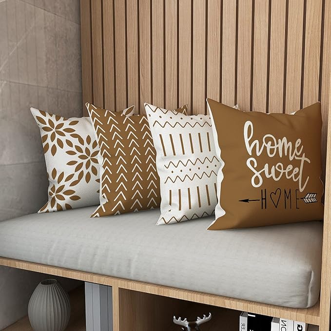YCOLL Pillow Covers 18x18 Set of 4, Modern Sofa Throw Pillow Cover, Decorative - Image 5