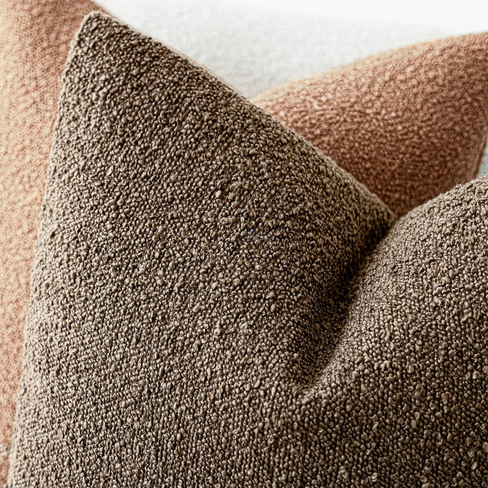 Foindtower Decorative Textured Boucle Throw Pillow Covers 26x26 Light Brown
