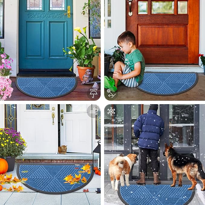 Smiry Half Circle Front Door Mat Outside Entrance, Heavy Duty Sturdy Natural - Image 7