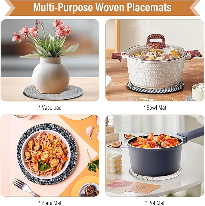 Tidponra Trivet Mats Set for Hot Dishes, 5 Heat Resistant Pot Holders Kitchen - Image 6