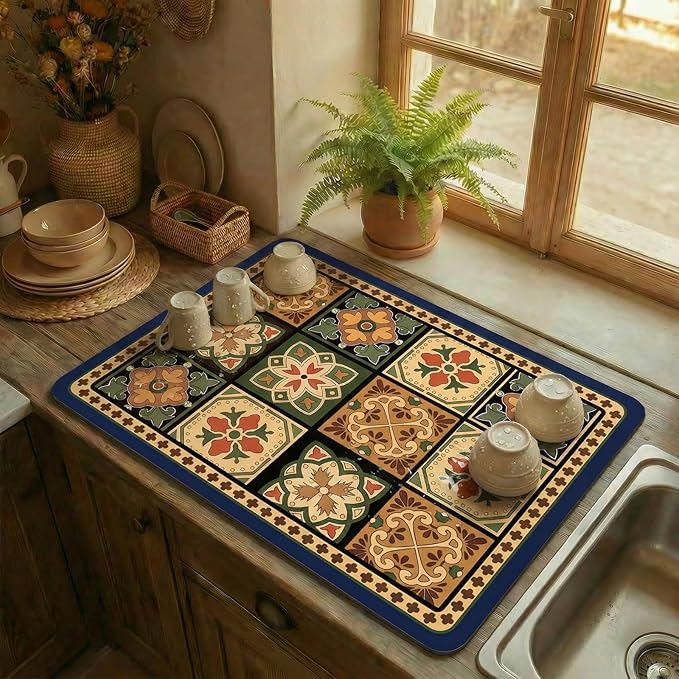 Boho Dish Drying Mat for Kitchen Counter - Image 2