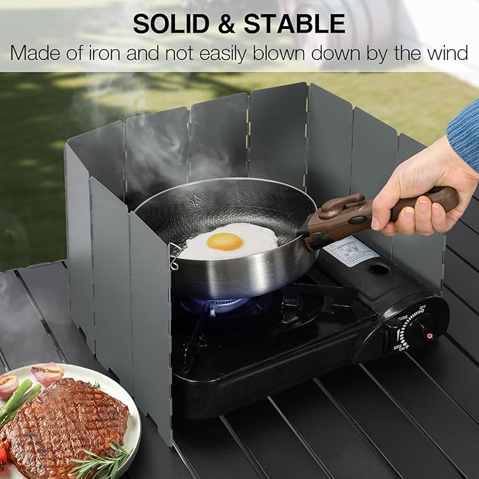 REDCAMP Folding Outdoor Stove Windscreen, 10 Plates Iron Camping Stove - Image 4