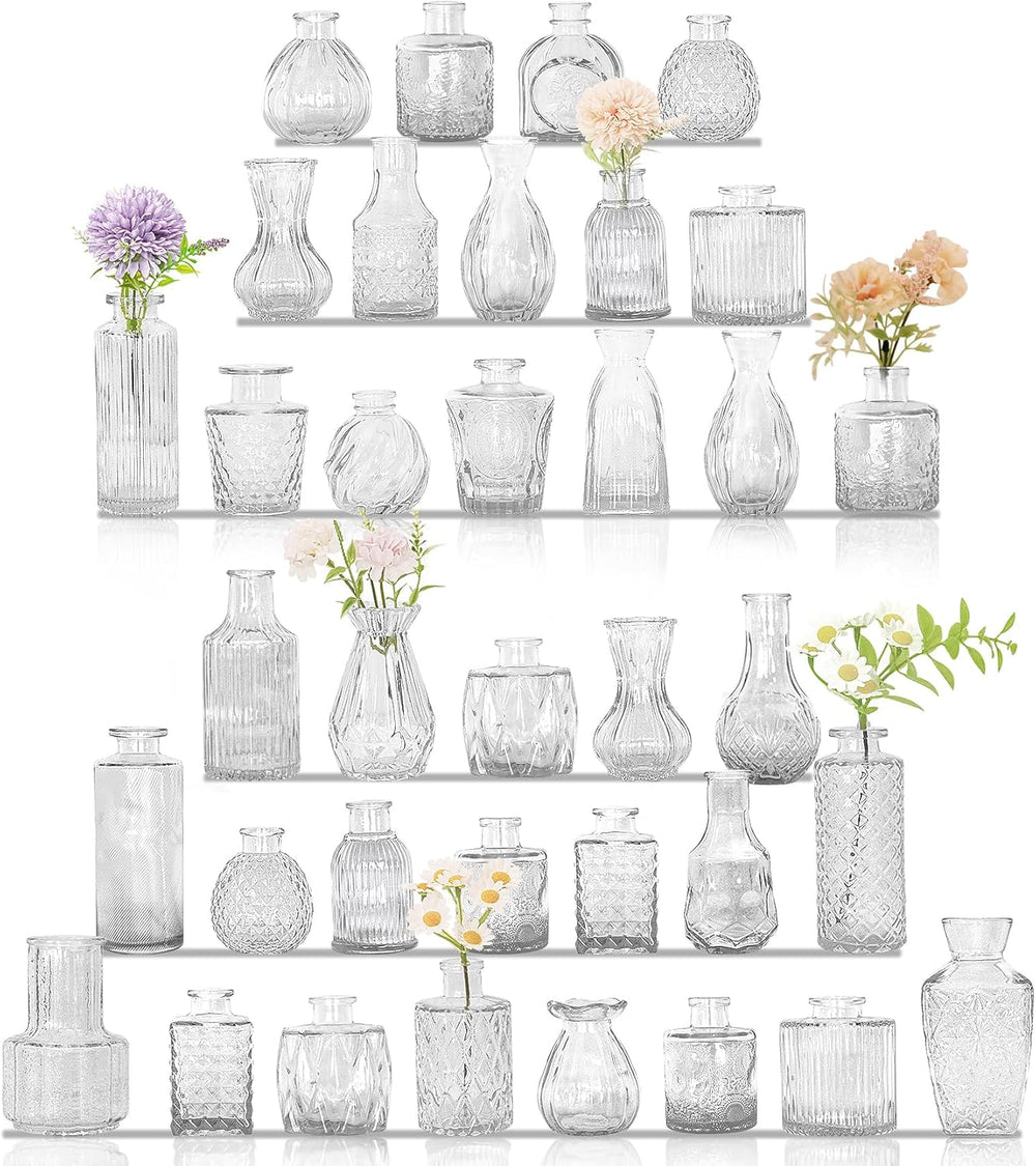 Set of 36 Glass Bud Vases Small Flower Vases for Centerpieces