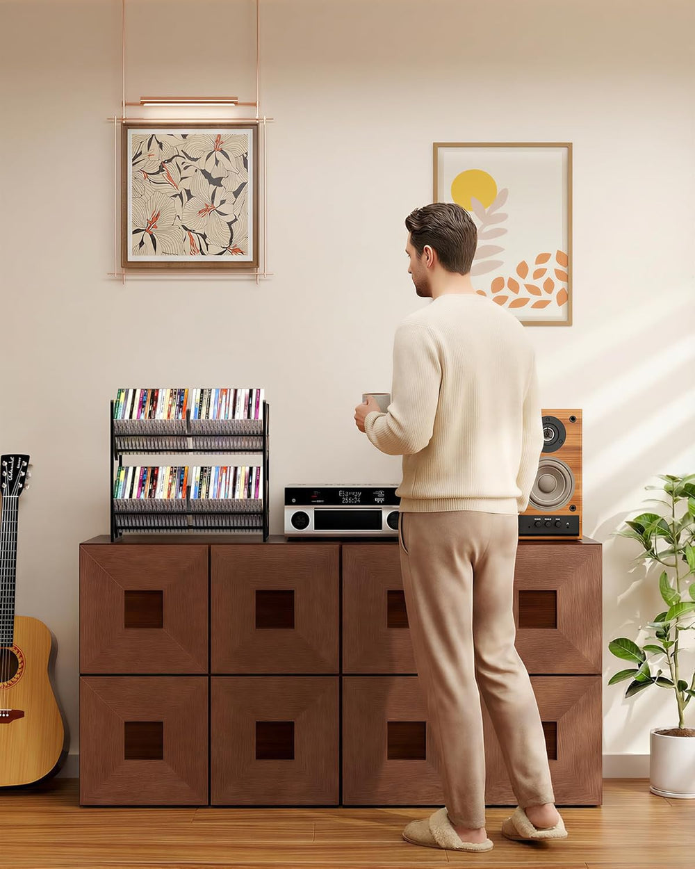 2-Tier CD Storage Metal Display Shelf, CD Holder Rack with Adjustable Divider...