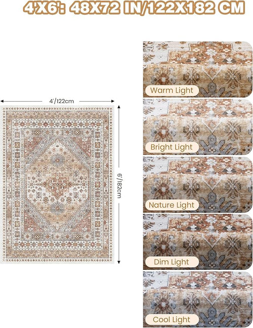 4x6 Area Rugs for Living Room, Non-Slip Backing Small Kids Rugs for Bedroom - Image 2