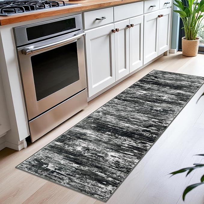 KOZYFLY Modern Abstract Kitchen Runner Rug, 2x6 Washable Rug Runner Non-Slip