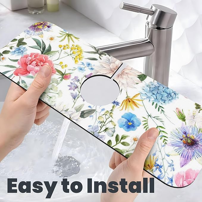 Colorful Flowers Dish Drying Mat - Image 8