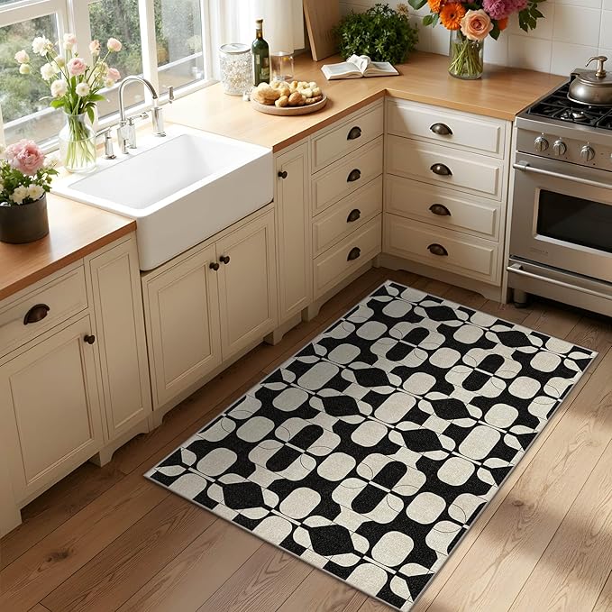 Latte&Fog 2x3 Entryway Rug, Small Modern Abstract Door Mat Samll Rug, Washable - Image 2