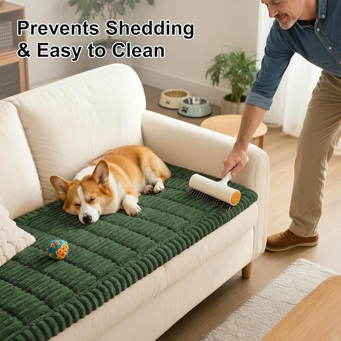 Smiry Couch Cover for Dogs Washable, Non Slip Fuzzy Pet Couch Covers for 3 - Image 6