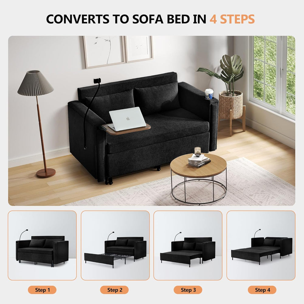 3-in-1 Convertible Sleeper Sofa Couch with Pullout Bed, Loveseat Sleeper Sofa...