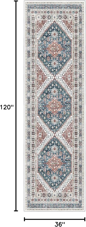 Madane Hallway Rug 3x10, Kitchen Rugs Washable Entryway Rug Vintage Kitchen - Image 2