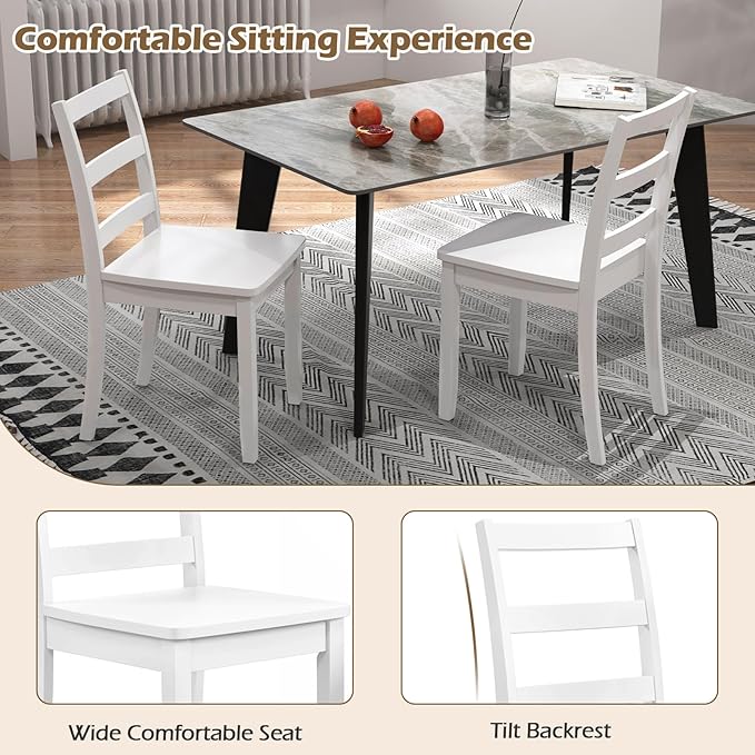 COSTWAY Wooden Dining Chairs Set of 2, Mid-Century Modern Armless Kitchen Sid...