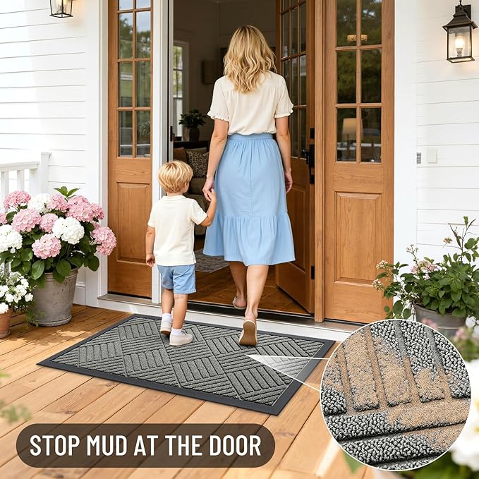 OLANLY Front Door Mat Outside Entrance 33x21, Heavy Duty Sturdy Natural Rubber - Image 6