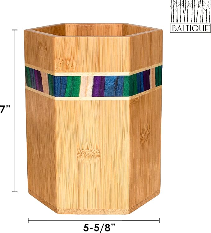 Totally Bamboo Baltique Mumbai Collection Kitchen Utensil Holder, Large Cooking - Image 6