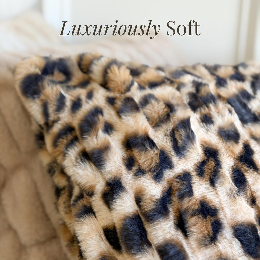 Skye's Ruched Faux Fur Pillow Covers, Set of 2, 18 x 18, Leopard | No-shed fabric, double sided, hidden zipper closure, durable inner lining, ultra-soft texture, thick and plush feel