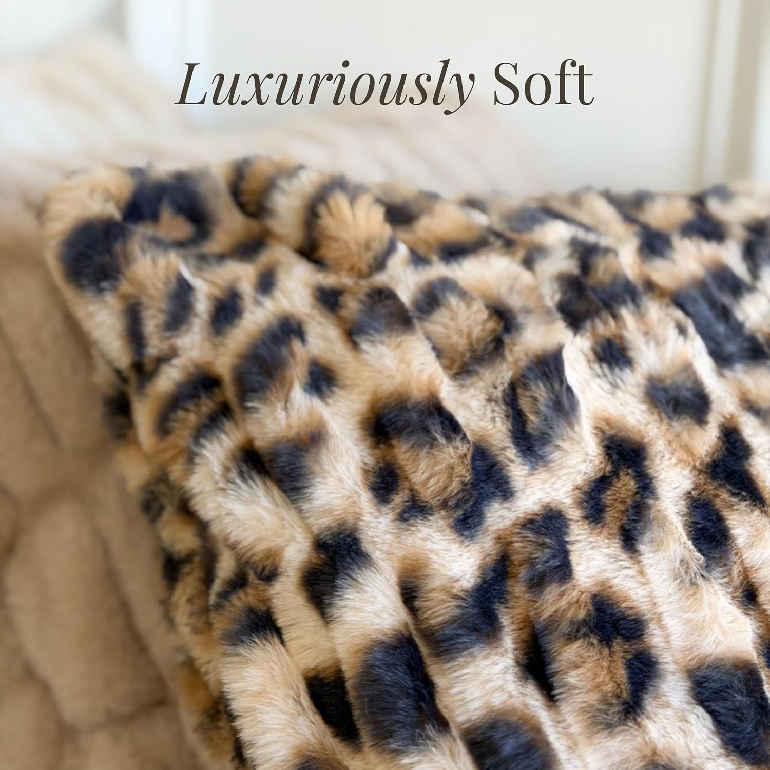 Skye's Ruched Faux Fur Pillow Covers, Set of 2, 18 x 18, Leopard | No-shed fabric, double sided, hidden zipper closure, durable inner lining, ultra-soft texture, thick and plush feel